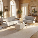 Divano 2 Posti Moderno 120x73x76 cm Rivestito in Ciniglia in Acciaio Beige      