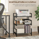 Supporto per Stampante Industriale 55x40x77 cm a 3 Livelli in Metallo e Truciolato Nero      