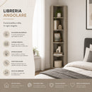 Libreria Angolare 34x34x161 cm Scaffale Salvaspazio 5 Ripiani in Legno Sabbia     