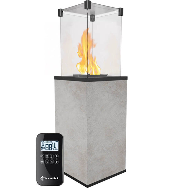 online Stufa a Gas da Esterno cm 155,3x48,2x48,2 Flig Gastonia Ossido Grigio con Telecomando e Vetri