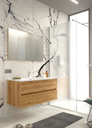 Mobile da Bagno Sospeso con Lavabo 90 cm e Specchio Bali Light Rovere Miele      