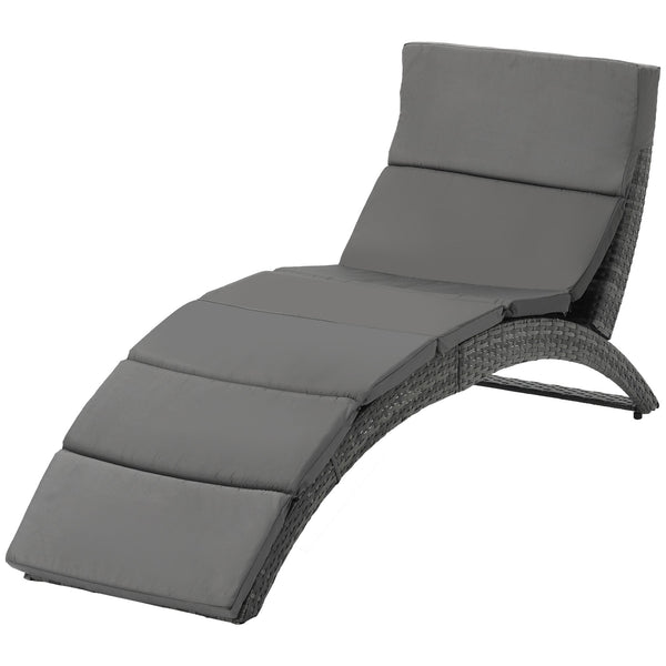 Lettino Prendisole da Giardino Pieghevole 59x156x78 cm in Rattan PE Ergonomica Grigio acquista