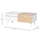 Tavolino Basso con 2 Cassetti 110x60x45 cm in MDF e Metallo Bianco e Rovere