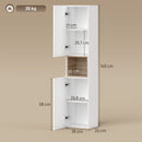 Mobile da Bagno 30x24x140 cm a 2 Ante con Spazio Aperto e Ripiani Regolabili in Legno Bianco      