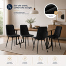 Set 4 Sedie Piedi Neri e Seduta Ergonomica con Rivestimento in Velluto Nero     