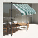 Tenda da Sole a Manovella Autoportante 2x1,2 m in Poliestere Verde e Bianco  