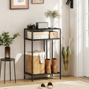 Tavolo Consolle 55x30x85 cm con Ripiani Aperti a 3 Livelli in Acciaio Nero      