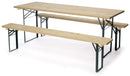 Set Birreria Pieghevole Tavolo 2 Panche 180x60x75 cm in Legno Naturale