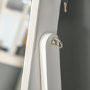 Specchio con Armadietto Portagioielli da Terra 46x36,5x151,5 cm con Serratura e Organizer in MDF Bianco  