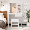 Toeletta Trucco con Sgabello 80x40x140 cm Postazione Makeup con Luci LED Bianca      