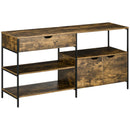 Mobiletto Basso 147x40x77 cm in Acciaio e Legno Marrone