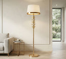 Lampada da Terra Gold Butterfly Ø45x157 cm in Ferro e Metallo e Tessuto e Vetro Oro e Bianco      