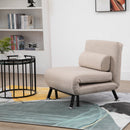 Poltrona Letto Singolo Trasformabile 75x70x75 cm in Tessuto  Beige