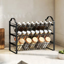 Portaspezie da Cucina a 3 Livelli 39,5x18x33 cm con Ripiani Inclinati in Metallo Nero   