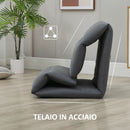 Poltrona da Terra 71x72x60 cm Schienale Reclinabile in Tessuto Grigio Scuro