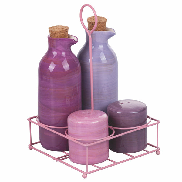 online Menage 5 Pezzi in Ceramica con Stand in Metallo VdE Tivoli 1996 Baita Provence
