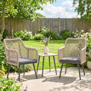 Set 2 Sedie da Giardino 54x65x80 cm con Cuscini e Braccioli in Acciaio e Rattan PE Grigio Scuro      
