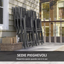 Set da Giardino con Tavolo Allungabile in Vetro e 6 Sedie Pieghevoli in Acciaio e Textilene Grigio    