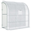Serra Addossata a 3 Livelli 200x100x215 cm con Porte e Finestre Avvolgibili in PE e Acciaio Verde e Bianco      