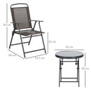 Set 3 Pezzi da Giardino con 2 Sedie 53,5x64x93 cm e Tavolino da Caffè Ø45x50 cm in Metallo Marrone      