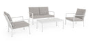Set 4 Pezzi Salotto da Giardino con Divano 2 Poltrone e Tavolino in Alluminio e PP Konnor Bianco 