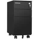 Cassettiera da Ufficio 45x30x60 cm Mobiletto per Documenti con Serratura Asta per Schedario Nero      