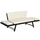 Divano da Giardino 2 Posti Trasformabile in Lettino in Rattan Sintetico Bianco 129x66x79 cm