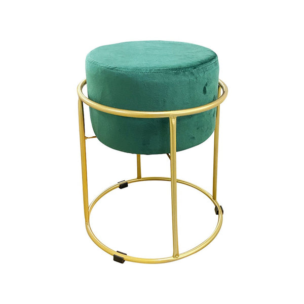 Pouf in Velluto Verde 44x38 cm con Struttura in Metallo Oro prezzo