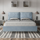 Letto Matrimoniale con Alzata Comoda Imbottito in Microfibra Antea Azzurro Varie Misure