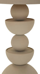 Tavolinetto Dune con Specchio Ø45x49,5 cm in Ferro e Specchio Crema      