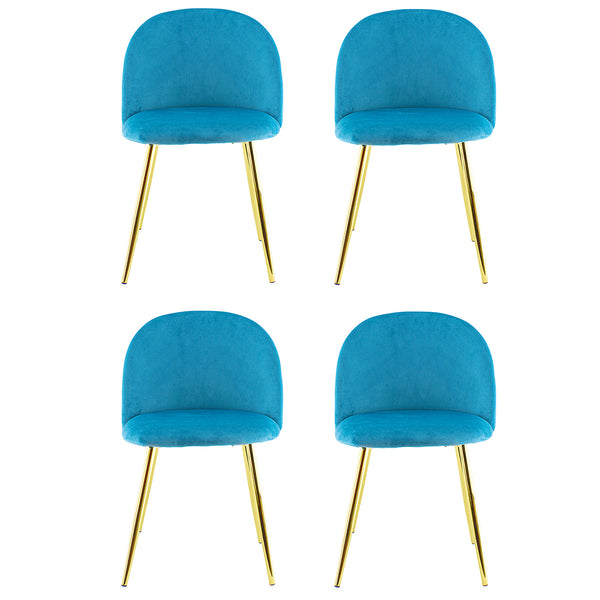 Set 4 Sedie 50x45x80 cm in Tessuto Vellutato Piedi Oro Blu sconto
