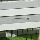 Conigliera da Esterno 150x52x68 cm con Rampa Tetto Apribile e Vassoio in Legno di Abete Grigio Chiaro      