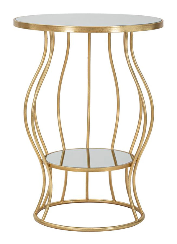 prezzo Tavolinetto Flat Ø50x68 cm in Ferro e Specchio Oro e Argento