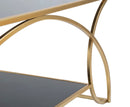 Tavolo da Caffé Sunshine 110x60x45 cm in Ferro e Specchio Oro e Nero