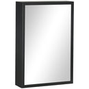 Specchiera Bagno 40x12x60 cm 1 Anta 3 Ripiani in Acciaio  Nero