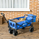 Carrello da Giardino 110L con Maniglia Telescopica e Borsa Termica  in Acciaio e Tessuto Blu