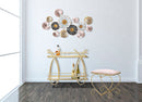 Sgabello Heart Rosa 50x37,5x51,5 cm in Ferro e MDF e Spugna e Poliestere Oro e Crema
