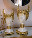 Scultura Athena 17,5x17x38 cm in Resina Bianco e Oro      