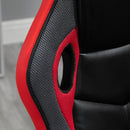 Sedia da Gaming Girevole Reclinabile in Similpelle  Nera e Rossa