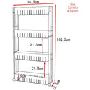 Carrello Carrellino Slim Salvaspazio Cucina Bagno Ripostiglio 4 Ripiani e 4Ruote