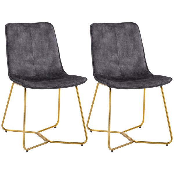 acquista Set 2 Sedie da Soggiorno 49x61,5x85 cm in Tessuto Effetto Velluto Grigio