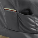 Poltrona Moderna 80x78x100 cm con 2 Tasche Laterali e Poggiapiedi  in Tessuto Effetto Lino Grigio 