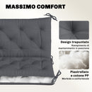 Cuscino da Giardino Stile Capitonné 100x98x8 cm con 6 Lacci in Cotone e Poliestere Grigio Scuro      