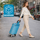 Carrello per la Spesa Zeus Trolley con Rivestimento Termico 35x30x90 cm e Ruote Azzurro      