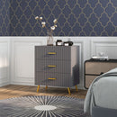 Cassettiera 3 Cassetti Design Moderno 60x40x71,5 cm in Legno e Alluminio Oro e Grigio Scuro 