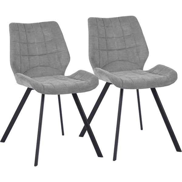 Set 2 Sedie per Sala da Pranzo Tessuto Seduta Ergonomica Colore Grigio sconto