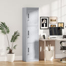 Armadio per Ufficio 45x38x180 cm a 3 Porte Indipendenti con Serratura e 2 Chiavi in Acciaio Grigio Chiaro      