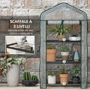 Mini Serra da Giardino 59x39x127 cm con Copertura 3 Ripiani e Porta Avvolgibile in PE Trasparente      
