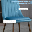 Set 4 Sedie Imbottite 47x55x86 cm in Poliestere e Acciaio Blu