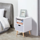 Comodino 1 Cassetto 1 Ripiano 40x38x58 cm in Legno  Bianco e Grigio